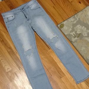 Men's Slim Fitted 36 x 32 NWOT Distressed Jeans